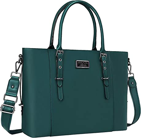 MOSISO PU Leather Laptop Tote Bag for Women