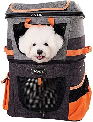 Double-Compartment Pet Carrier Travel Backpack for Small Cats